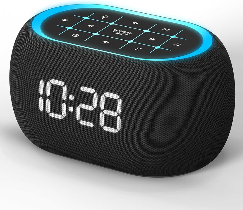 ANJANK Alarm Clock White Noise Sound Machine with Bluetooth Speaker, 21 Soothing Sounds, 7 Night Lights, 0-100% Dimmer/Sleep Timer/Volume Control, Small Design for Kids Adults Sleeping,Bedroom (Black) - Image 1
